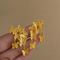 Gold Plated Iron Floral Butterfly Pearl Stud Earrings With Silver Pins, Chic Vintage Statement Design view 3