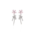Luxury Flower Crystal Studs With Rhinestone Bow Tassel Dangle Elegant Women's Fashion Earrings view 5