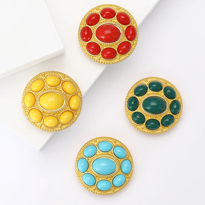 Metal Alloy Turkish Round Brooch Pin For Suits And Shawls