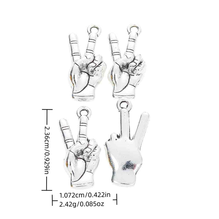 Antique Silver Zinc Alloy Peace Hand Charm Pendant for DIY Necklace Bracelet Jewelry Making