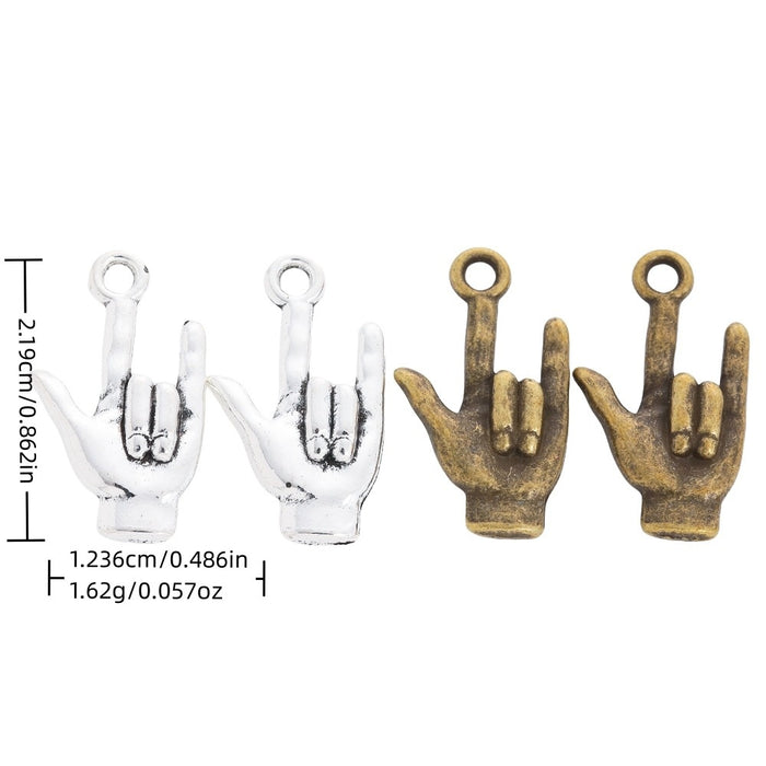Zinc Alloy Rock Hand Charm Pendant for DIY Necklace Bracelet Jewelry Making