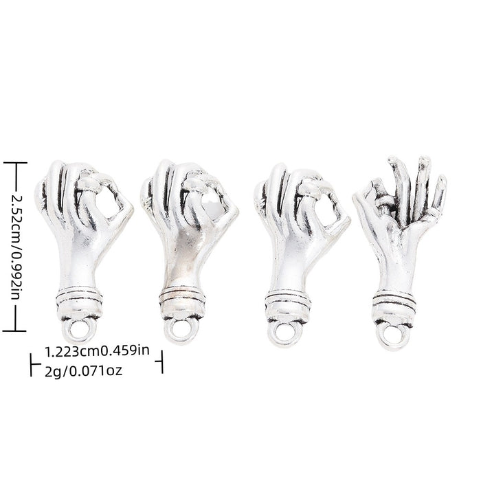 Antique Silver Zinc Alloy OK Hand Charm Pendant for DIY Necklace Bracelet Jewelry Making