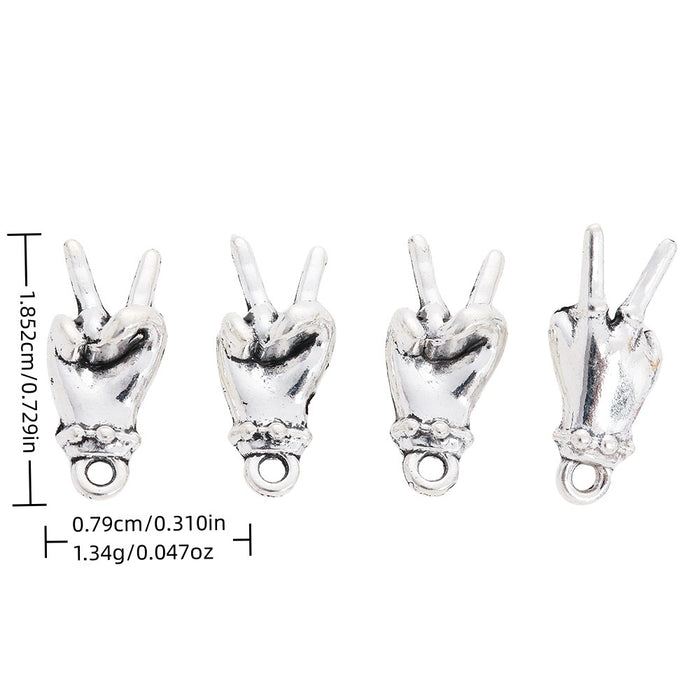 Antique Silver Zinc Alloy Hand Gesture Charm Pendant for DIY Necklace Bracelet Jewelry Making