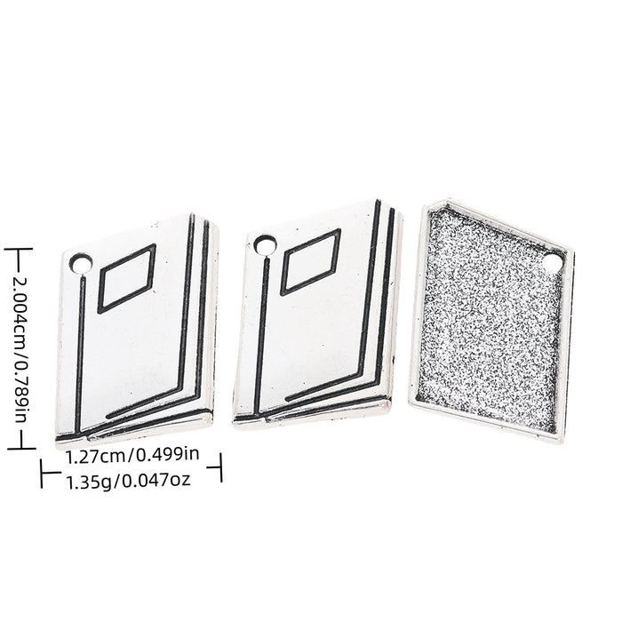 Antique Silver Zinc Alloy Book Charm Pendant No.946109 for DIY Necklace Bracelet Jewelry Making