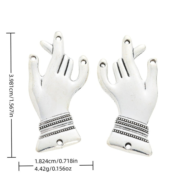Antique Silver Zinc Alloy Hand Gesture Charm Pendant No.048180 for DIY Necklace Bracelet Jewelry Making