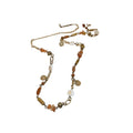 Vintage Artificial Crystal Coin Tassel Beaded Long Sweater Necklace Ethnic Geometric Stone Pendant view 5