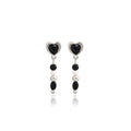 Elegant Korean Style Black Heart Alloy Studs With Pearl Beaded Tassel Dangle For Women Earrings view 5
