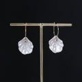 White Shell Charm Gold Alloy Hoop With Crystal Rhinestone Elegant Fresh Forest Style Earrings view 4
