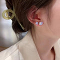 Premium Zirconia Geometric Circle Line Stud Earrings With Silver Post For Sensitive Ears view 4