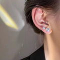 Premium Zirconia Geometric Circle Line Stud Earrings With Silver Post For Sensitive Ears view 3