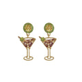 Chic Alloy Lime Pearl Wine Glass Drop Earrings Geometric Summer Vacation Style Ear Jewelry view 5