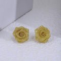 Elegant French Vintage Gold Alloy Mesh Rose Camellia Flower Stud Jewelry For Women Earrings view 4