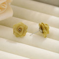 Elegant French Vintage Gold Alloy Mesh Rose Camellia Flower Stud Jewelry For Women Earrings view 2