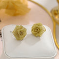 Elegant French Vintage Gold Alloy Mesh Rose Camellia Flower Stud Jewelry For Women Earrings view 1