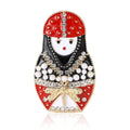 Alloy Rhinestone Russian Doll Brooch For Women's Coats And Suits view 5