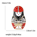 Alloy Rhinestone Russian Doll Brooch For Women's Coats And Suits view 4