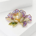 Copper Zircon Pearl Peony Brooch For Dress And Suit view 3