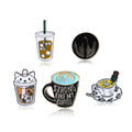 Alloy Enamel Cat Bubble Tea Brooch Pin With Pearl view 5