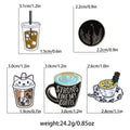 Alloy Enamel Cat Bubble Tea Brooch Pin With Pearl view 4