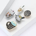 Alloy Enamel Cat Bubble Tea Brooch Pin With Pearl view 3