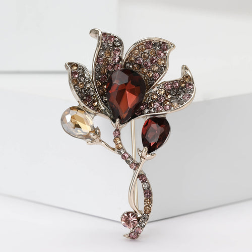 Alloy Rhinestone Calla Lily Brooch Pin For Vintage Clothing Decoration