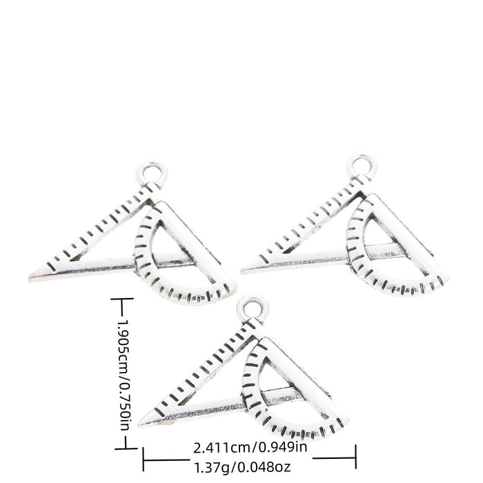 Antique Silver Zinc Alloy Triangle Ruler Charm Pendant No.099319 for DIY Necklace Bracelet Jewelry Making