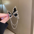 Black Pleated Butterfly Tassel Copper Brooch, Premium Minimalist Suit Pin for Women view 4