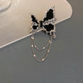 Black Pleated Butterfly Tassel Copper Brooch, Premium Minimalist Suit Pin for Women view 2