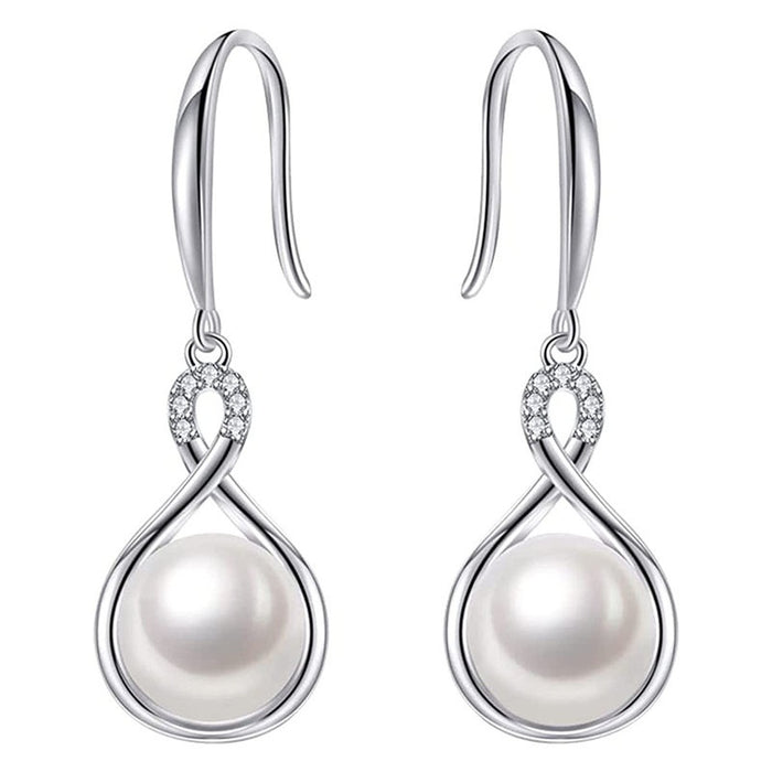Light Luxury Faux Pearl Cross Design Ear Hook Earrings For Bridal Fashion Jewelry
