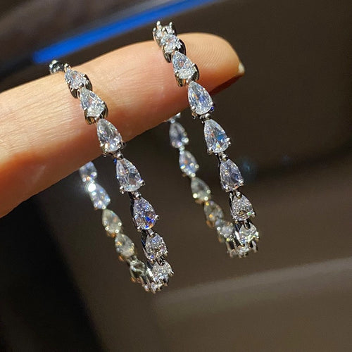 Vintage Teardrop Large Hoop Earrings For Women, European American Luxury Statement Ear Jewelry