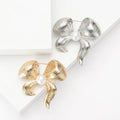 Matte Gold Alloy Pearl Bow Brooch Pin For Women's Apparel view 1
