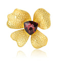 Alloy Rhinestone Matte Gold Flower Brooch For Elegant Women's Apparel view 5