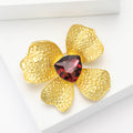Alloy Rhinestone Matte Gold Flower Brooch For Elegant Women's Apparel view 3