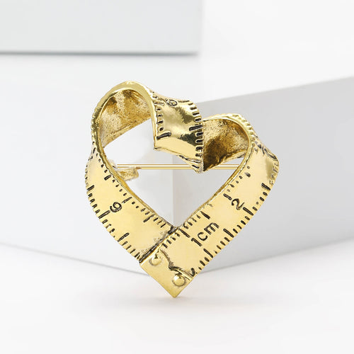 Electroplated Alloy Heart Tape Measure Brooch For Women's Suits
