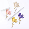 Alloy Enamel Magnolia Flower Brooch Pin For Women's Suits And Shirts view 2