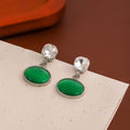 Vintage Palace Style Emerald Oval Rhinestone Butterfly Water Drop Silver Needle Elegant Women's Earrings view 2