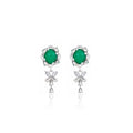 Vintage Palace Style Emerald Oval Rhinestone Butterfly Water Drop Silver Needle Elegant Women's Earrings view 5