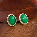 Vintage Palace Style Emerald Oval Rhinestone Butterfly Water Drop Silver Needle Elegant Women's Earrings view 3