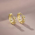 European Vintage Light Luxury Number Micro Pave Hoop Earrings Trendy Fashion Ear Jewelry view 2