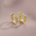 European Vintage Light Luxury Number Micro Pave Hoop Earrings Trendy Fashion Ear Jewelry view 5