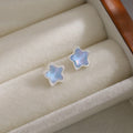 Elegant Korean Blue Five-Point Star Crystal Studs With Faux Pearl Drop Summer Fresh Women Earrings view 3