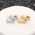 Luxury Geometric Square Stud Earrings For Women With Full Micro Paved Zircon Stones view 3