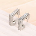 Luxury Geometric Square Stud Earrings For Women With Full Micro Paved Zircon Stones view 2