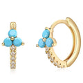 Bohemian Geometric Micro Pave Hoop Earrings For Women, Light Luxury Unique Design Ear Jewelry view 1