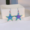 European American Colorful Laser Starfish Seahorse Shell Jellyfish Ocean Earrings view 2