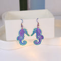 European American Colorful Laser Starfish Seahorse Shell Jellyfish Ocean Earrings view 3