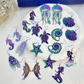 European American Colorful Laser Starfish Seahorse Shell Jellyfish Ocean Earrings view 1