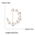Alloy Rhinestone Pearl Moon Brooch Pin For Women Suits view 4