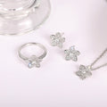 Floral Jewelry Set Sakura Petal Earrings Ring And Necklace Fresh Matching Women Accessories view 3