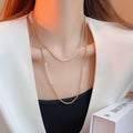 French Vintage Faux Pearl Beaded Geometric Round Sweater Necklace For Women view 3